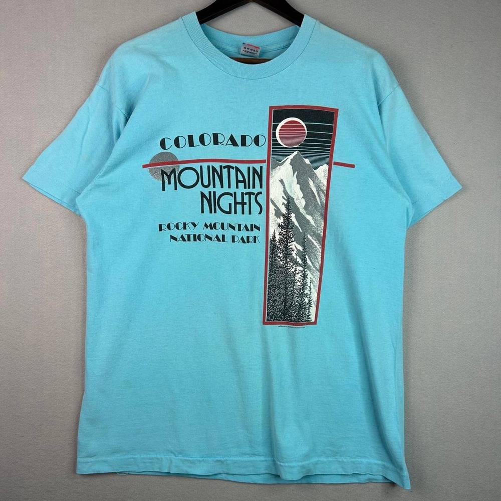 Vintage Colorado Rocky Mountain National Park Mountain Nights Blue Tee Shirt XL